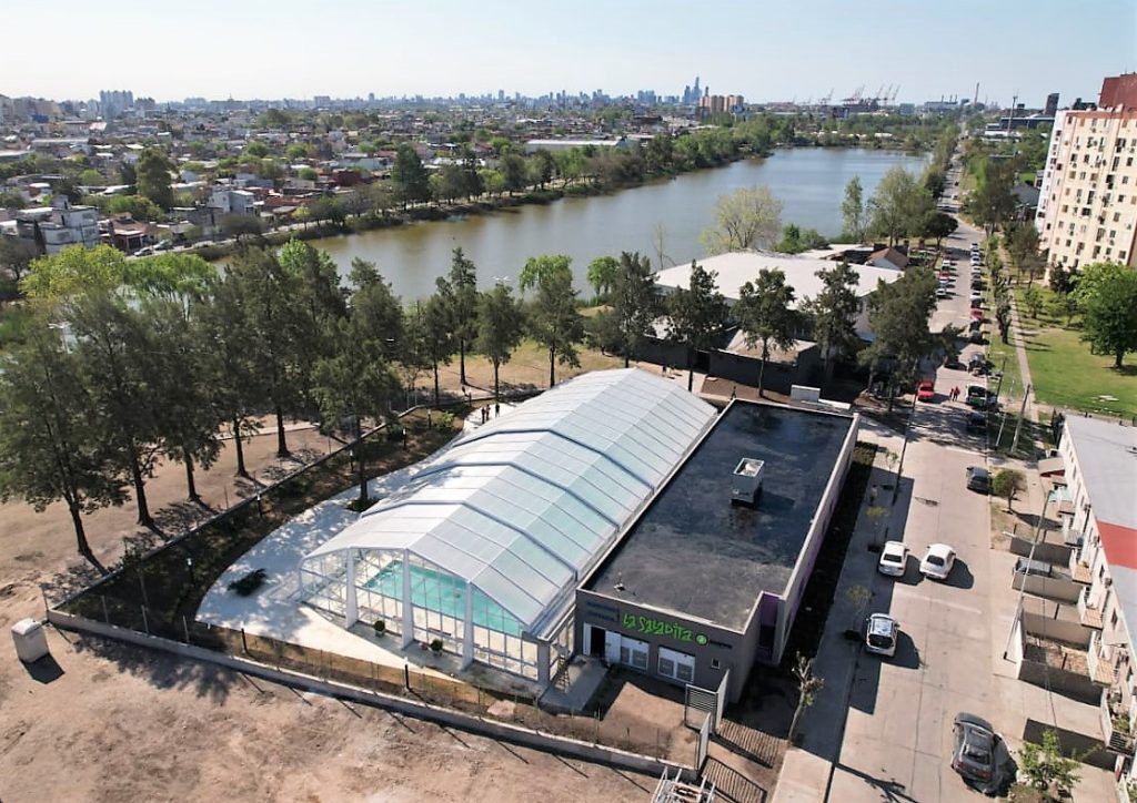 Drone - Avellaneda Natatorio Climatizado en La Saladita - Cerramientos Móviles - Techos para Pileta - Pool Xpert - Desinfección Natural para piletas